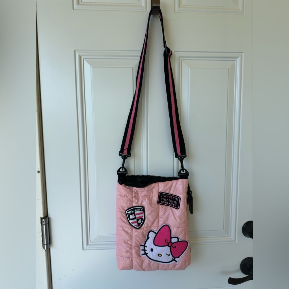 Sanrio Hello Kitty Bag Purse Adjustable Strap and Decorative Patches Pink